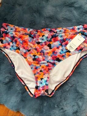 Xersion Floral Bikini Bottoms in Orange, Blue, Pink and Black